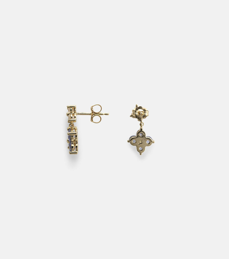 Luckiest Clover 10kt gold earrings with sapphire and diamond 4