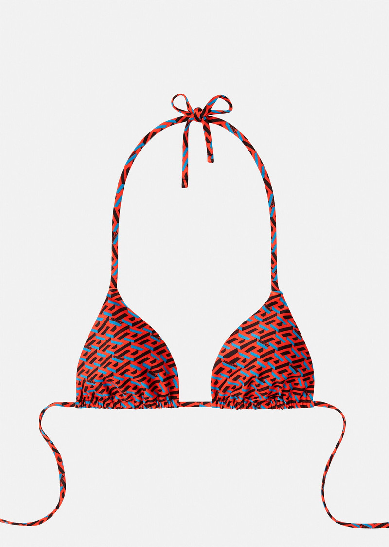 Greca Signature Print Bikini Top 1