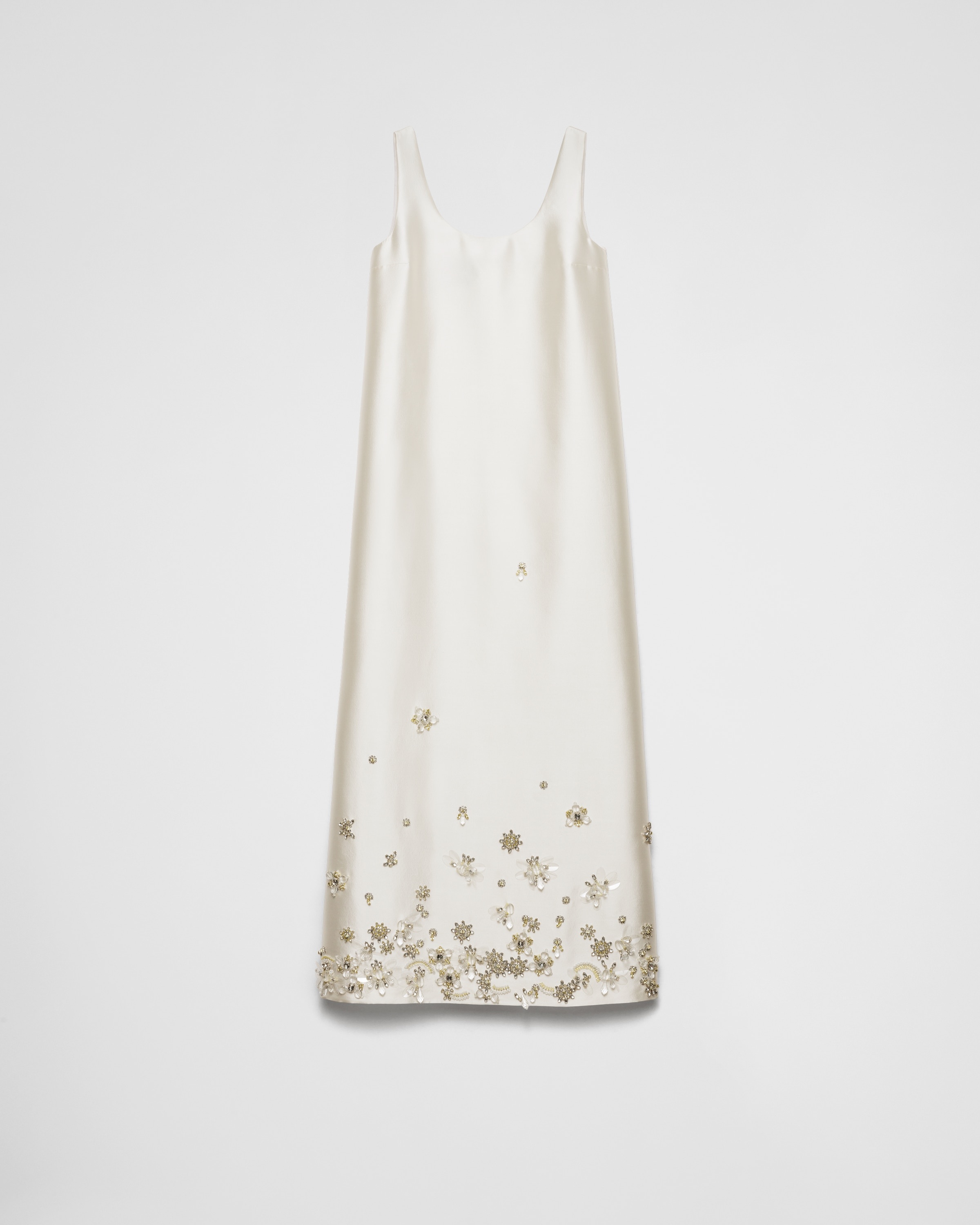 Long embroidered silk and wool dress - 1