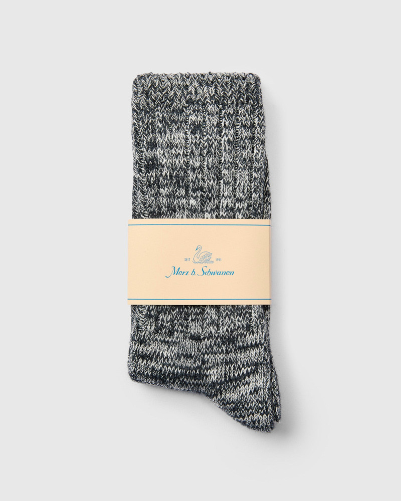Melange Cotton Socks in Deep Black Nature 1
