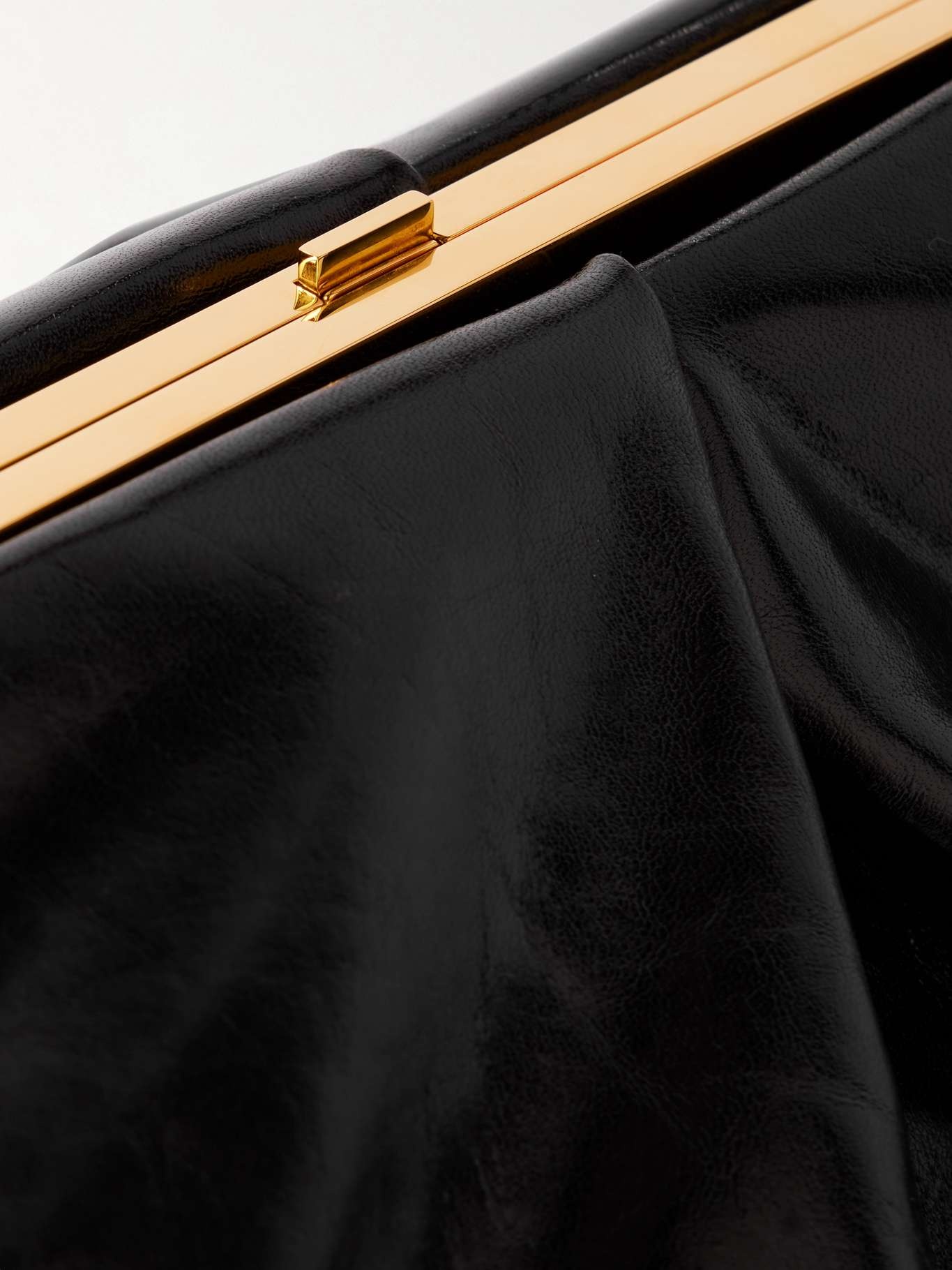 Gathered crinkled glossed-leather tote - 4