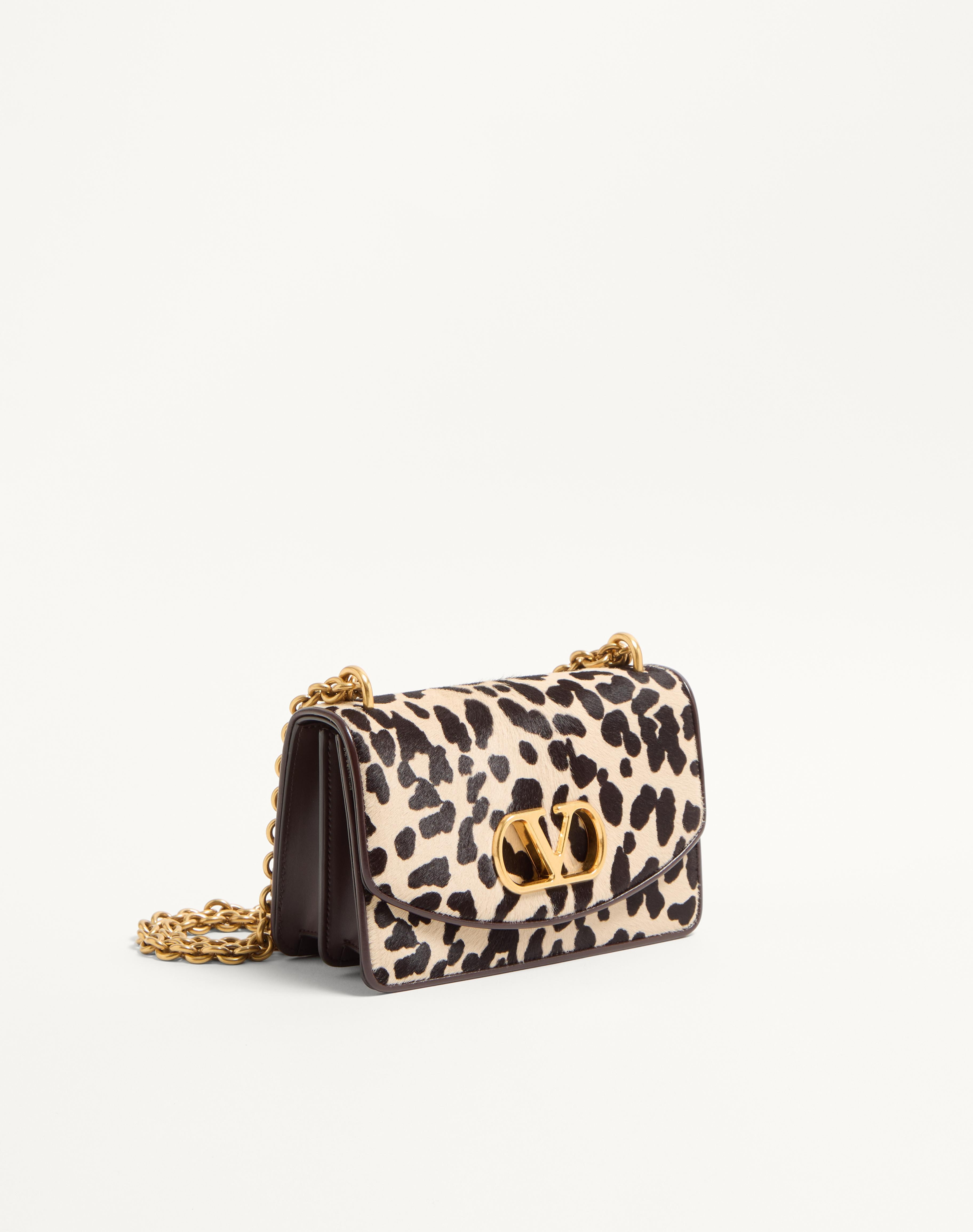 VALENTINO GARAVANI VAIN SMALL SHOULDER BAG IN PONY EFFECT CALFSKIN WITH ANIMALIER PRINT - 3