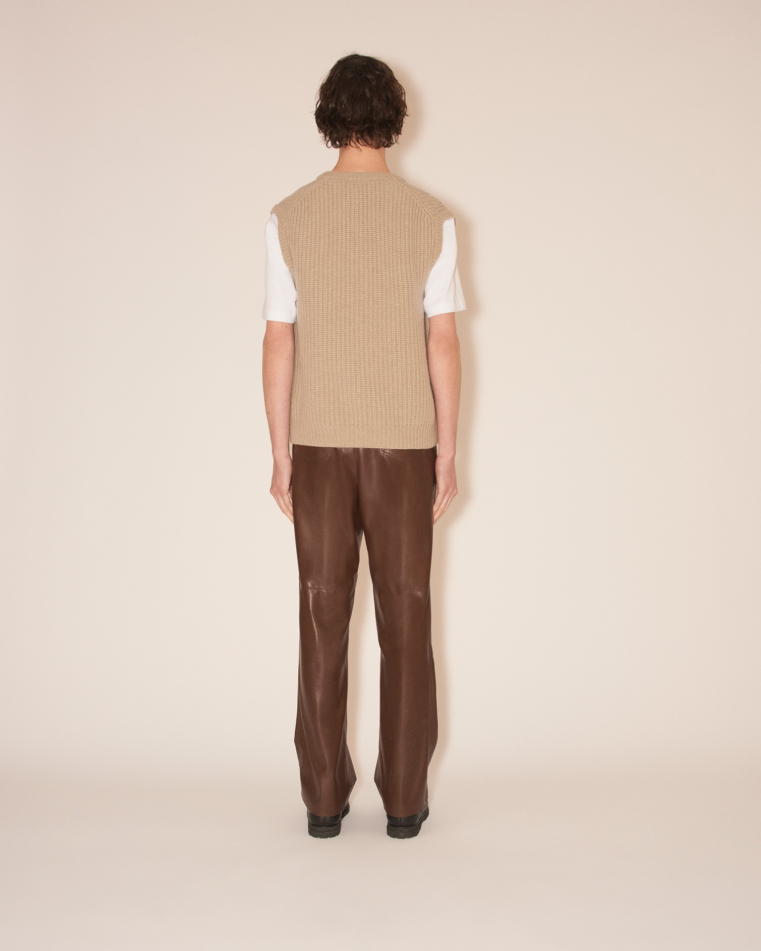 MALTHE - Cashmere v-neck vest - Clay - 3