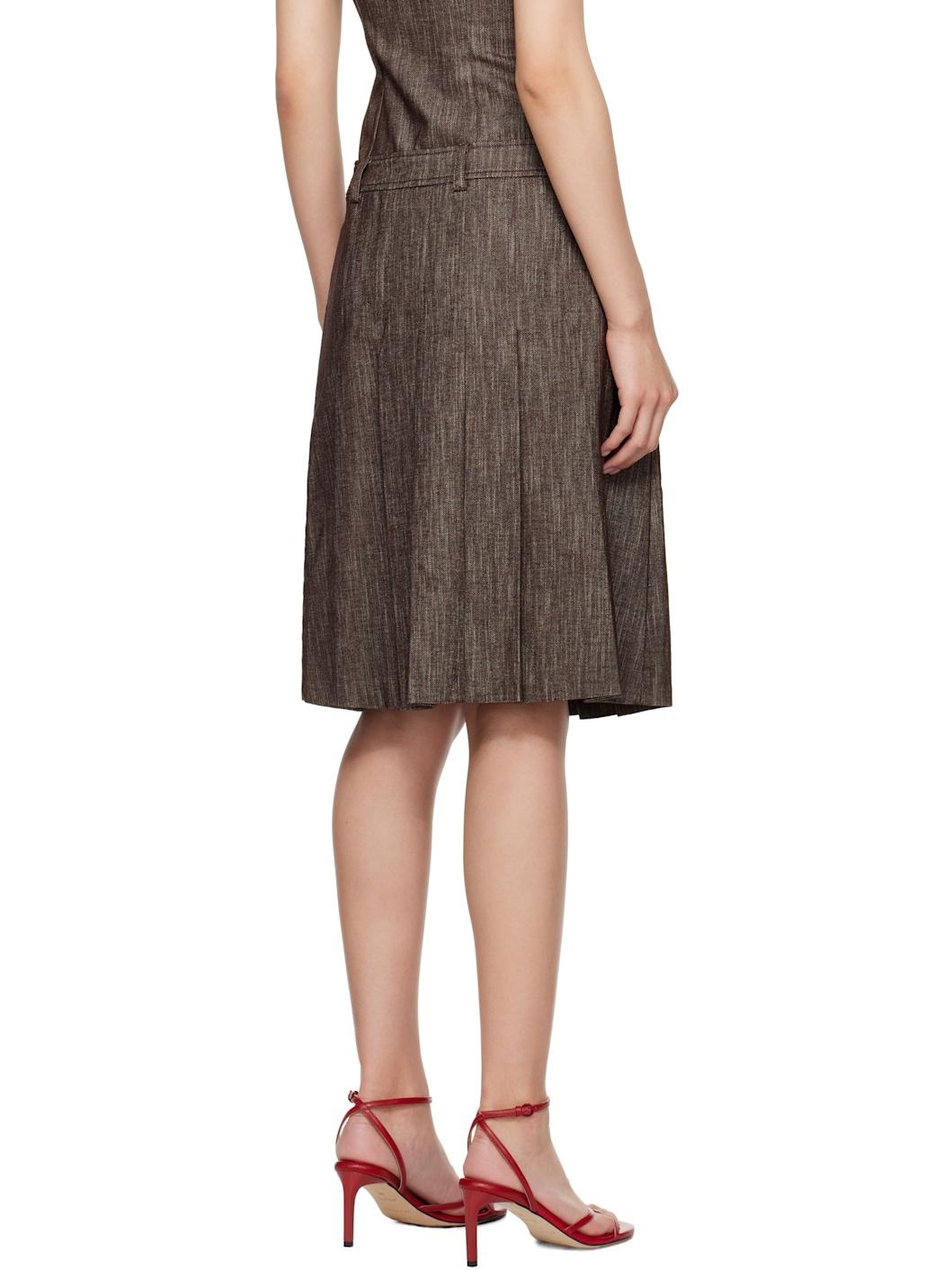 Brown Lai Midi Skirt - 3