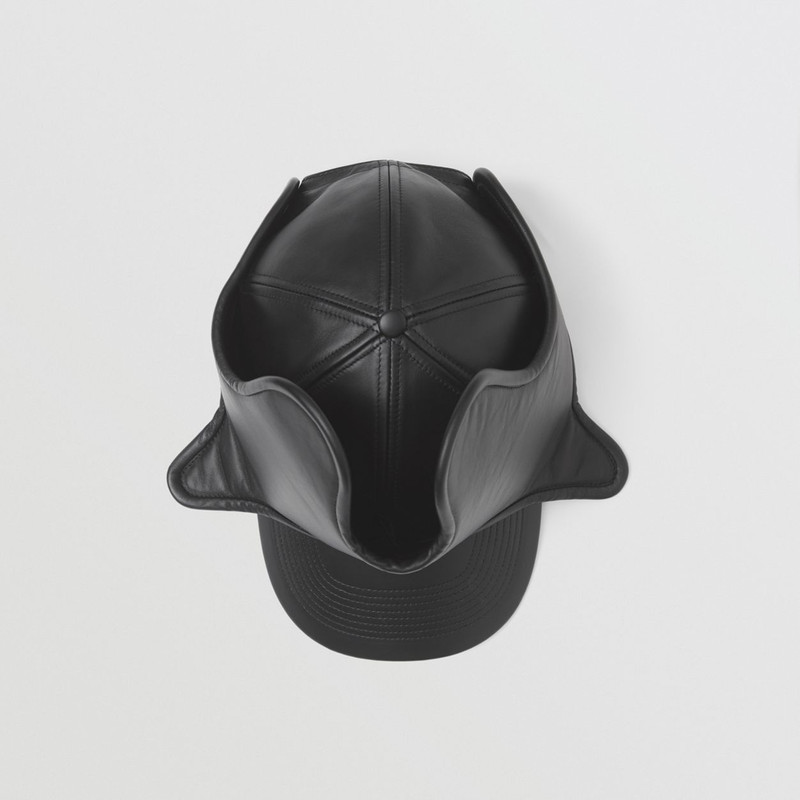 Panel Detail Lambskin Baseball Cap 7