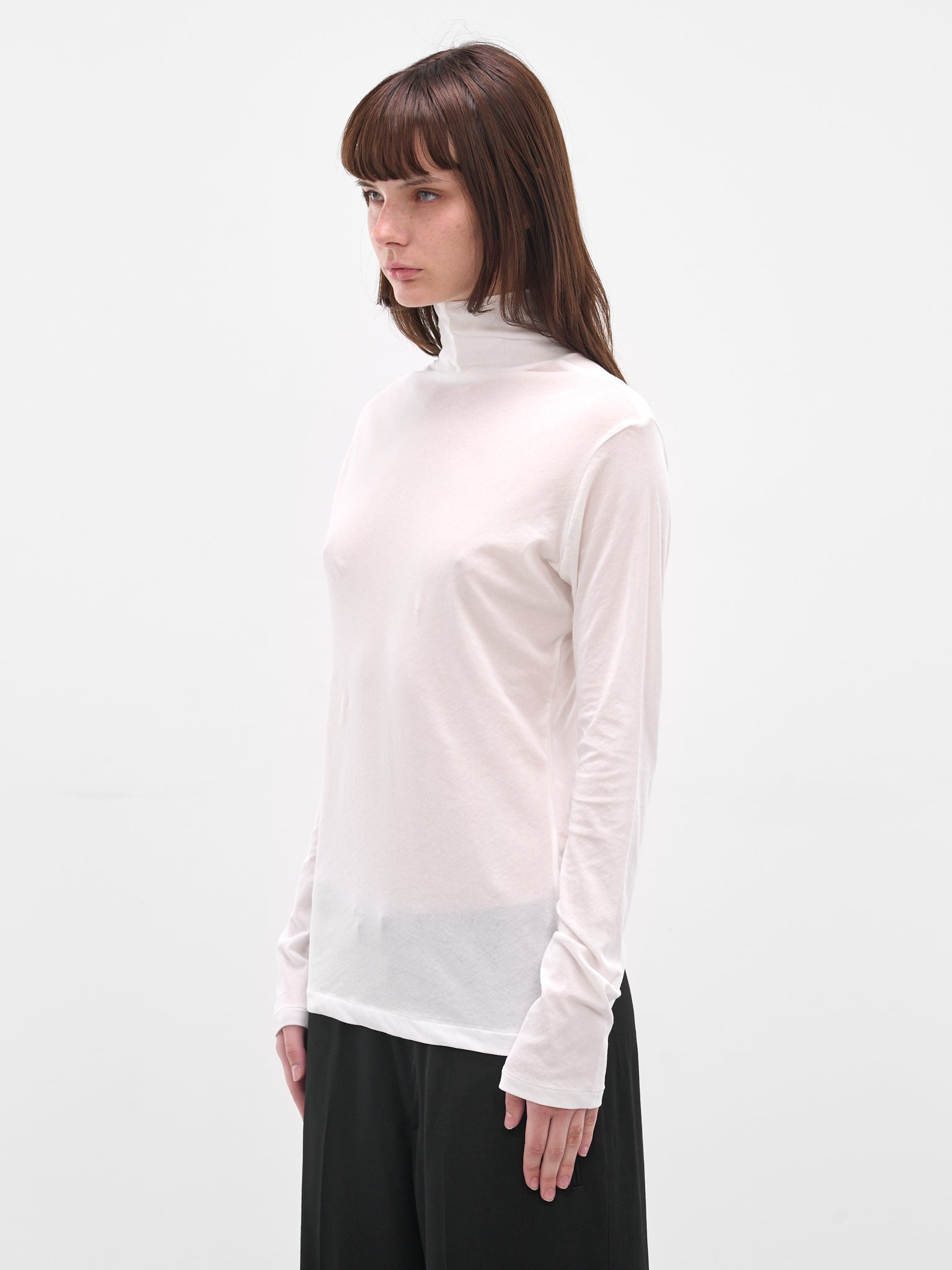 White Cotton Jersey Turtleneck - 2