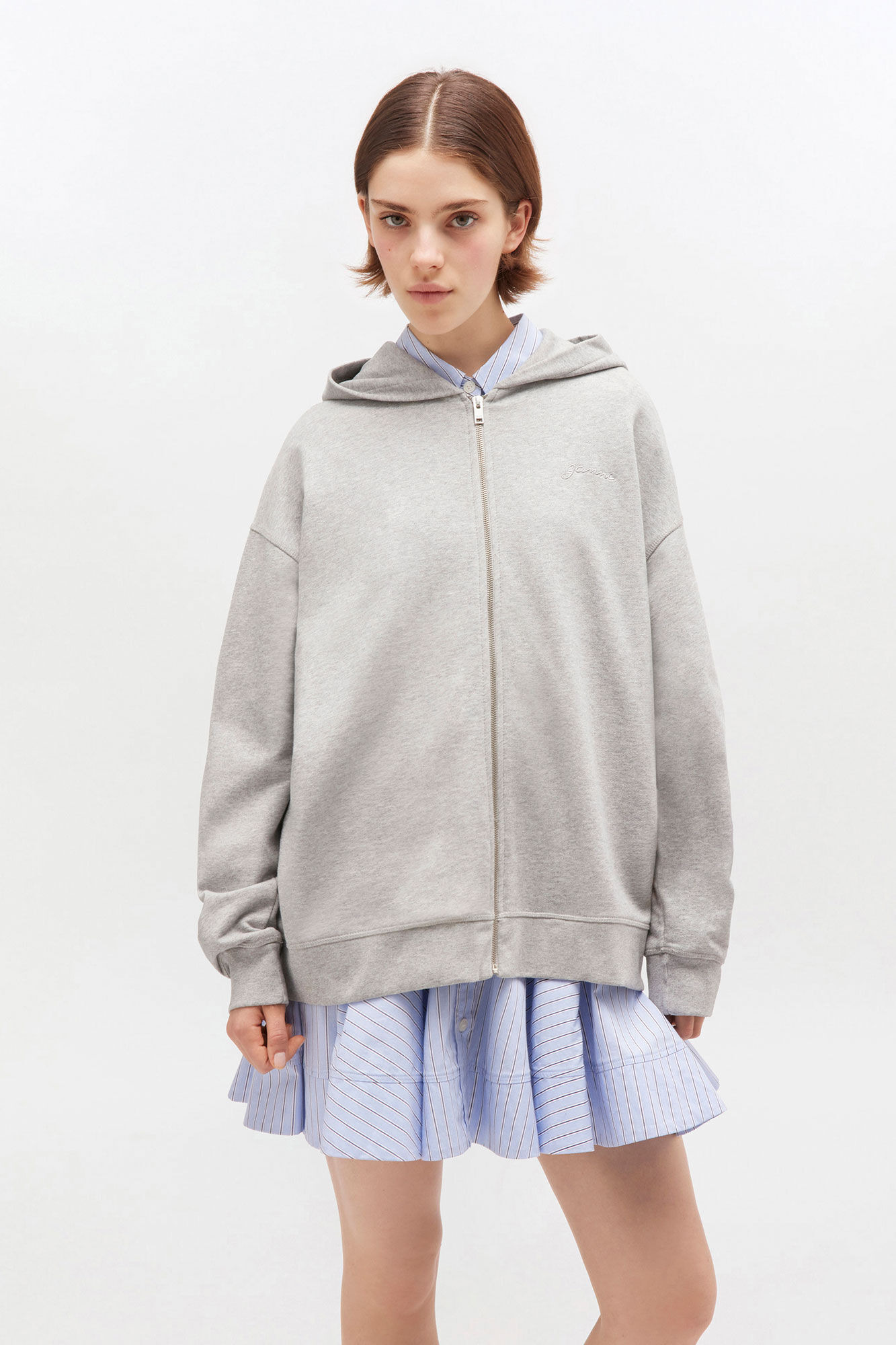 GREY TEDDY ZIP HOODIE - 3