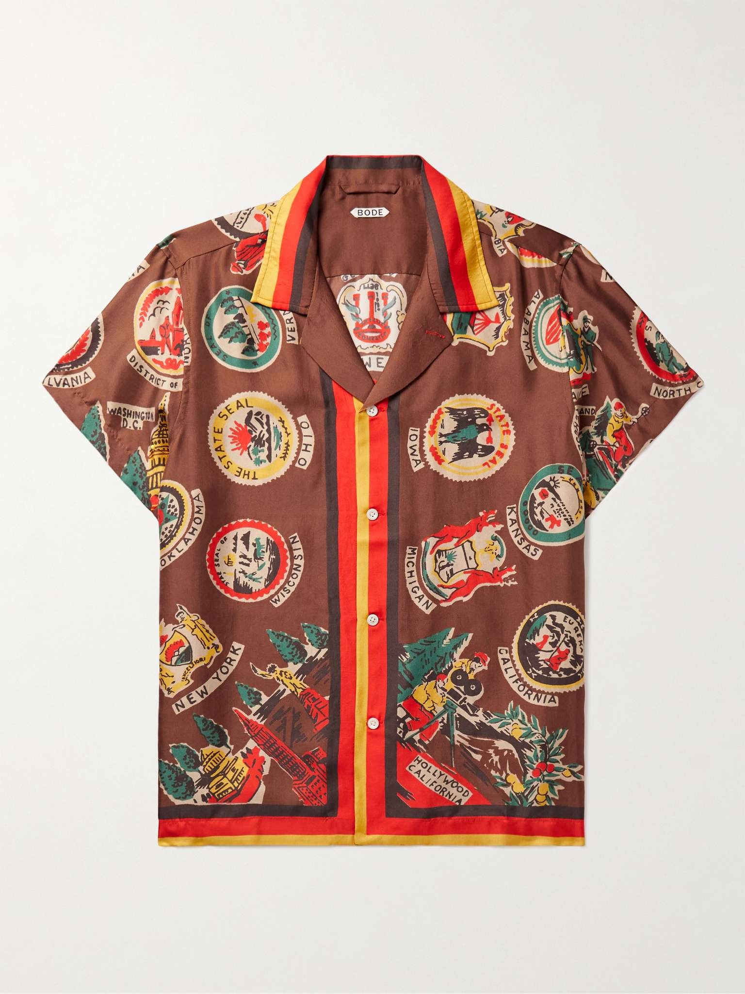 Camp-Collar Printed Silk Shirt - 1