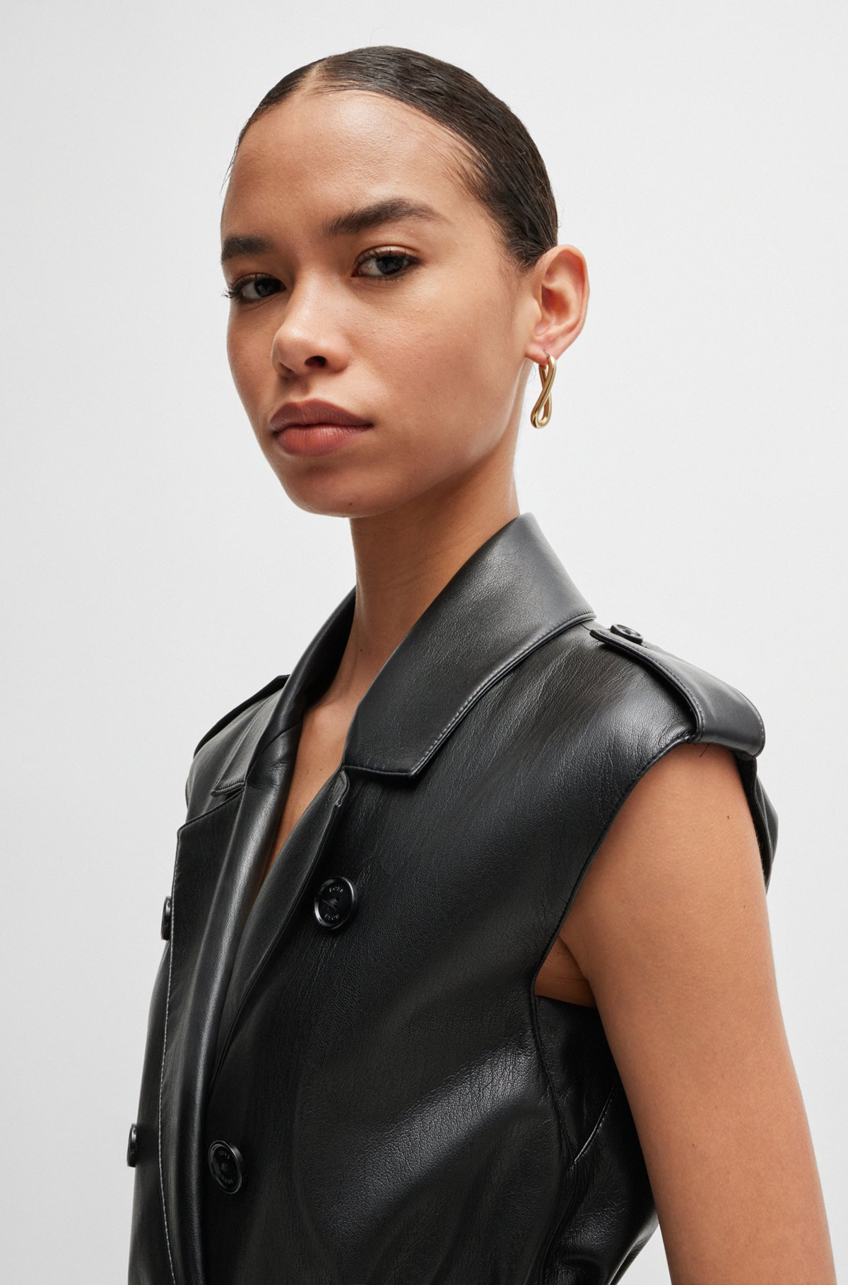 FAUX-LEATHER DRESS WITH DOUBLE-BREASTED FRONT - 5
