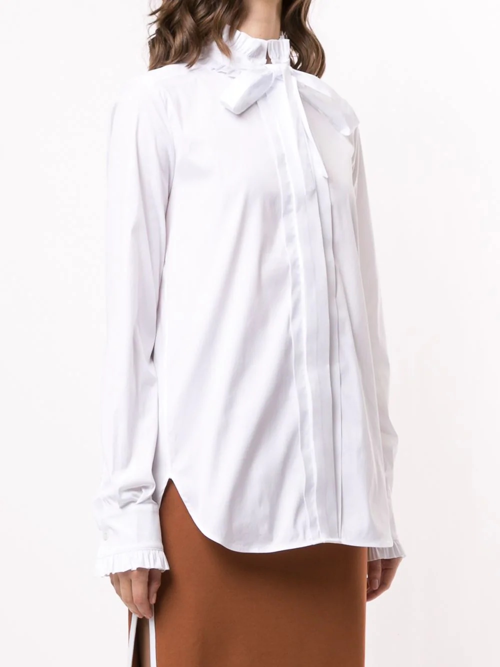 bow detail plain shirt  - 3