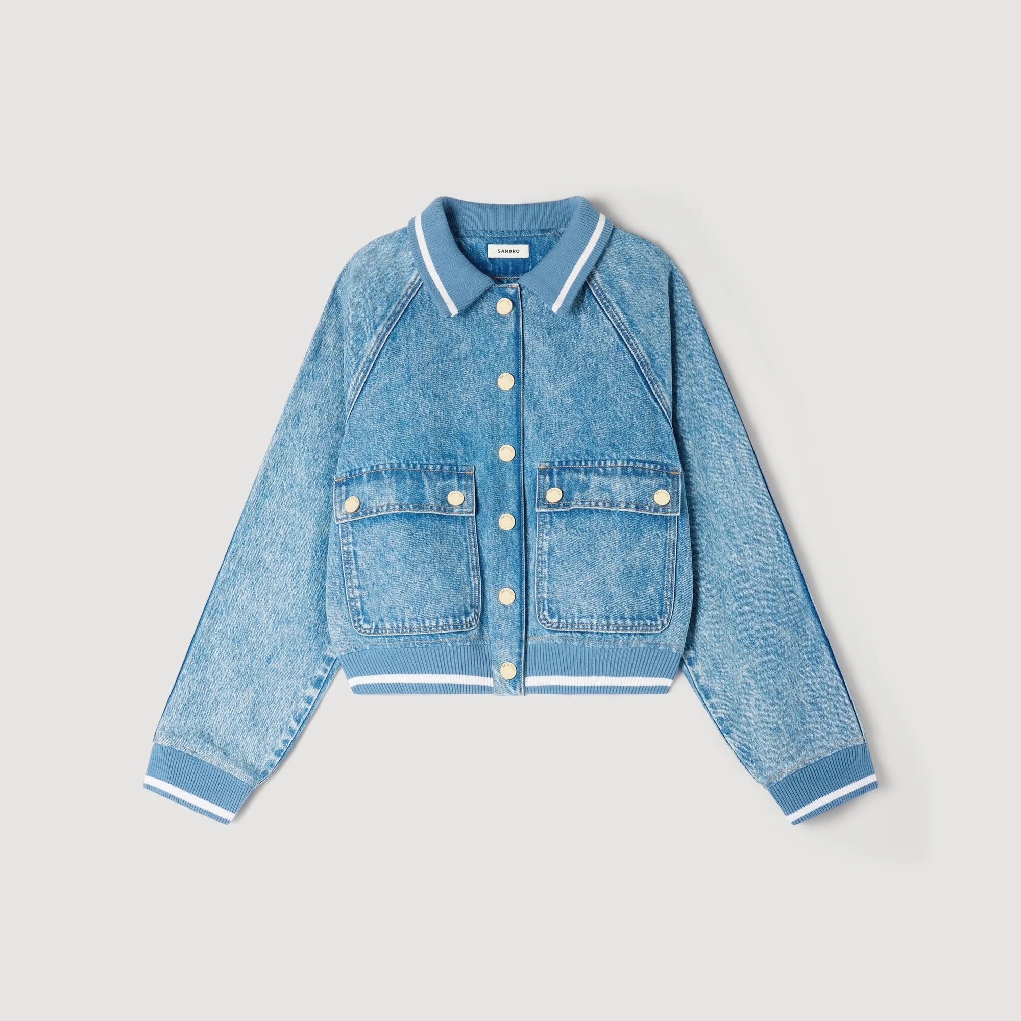 RIB-TRIMMED DENIM JACKET - 1