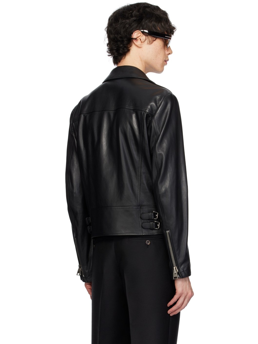 Black Biker Leather Jacket - 3