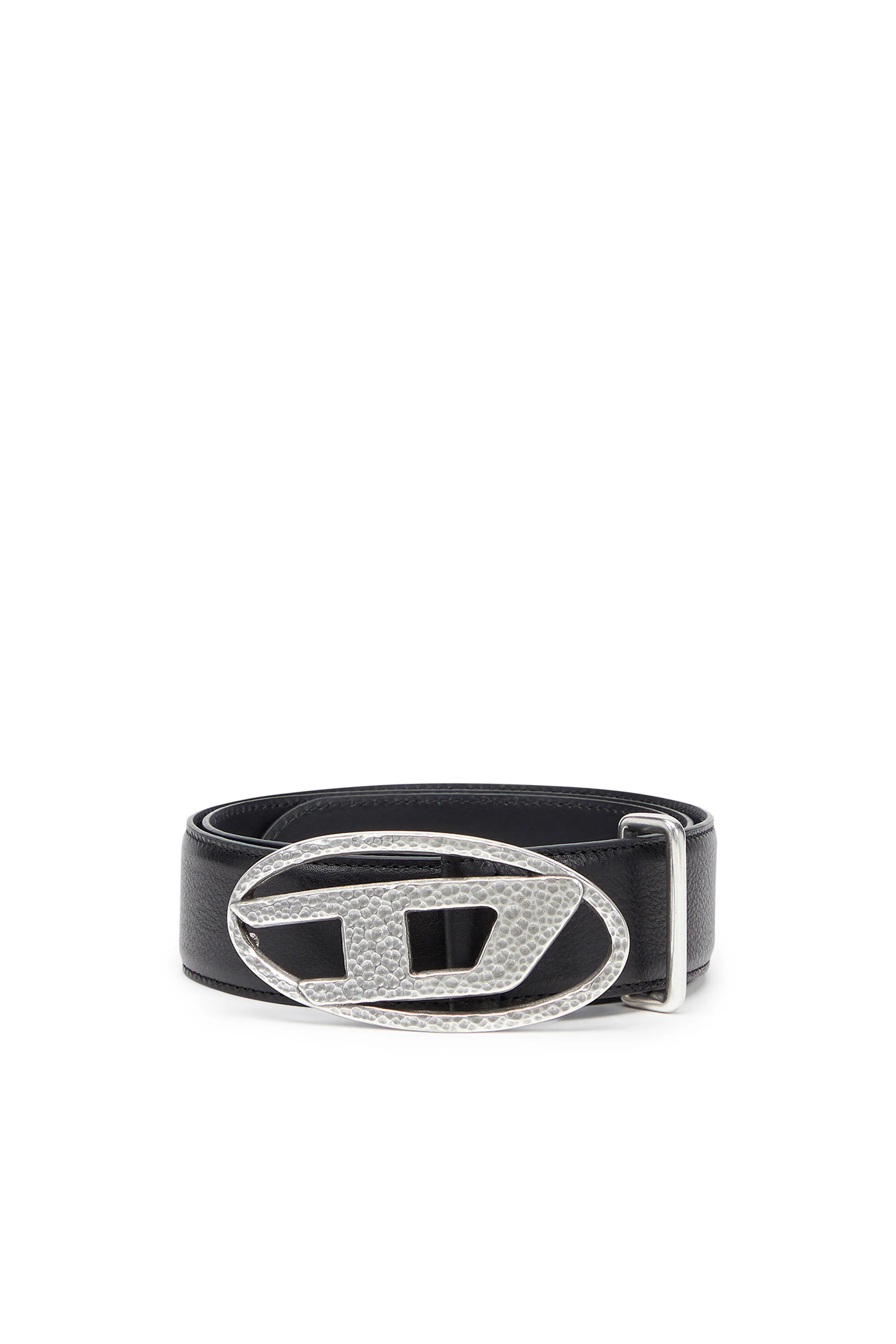 4CM LEATHER BELT WITH HAMMERED OVAL D BUCKLE - 1