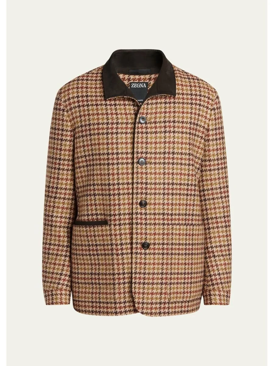 Men's Cashmere Houndstooth Shirt Jacket - 1