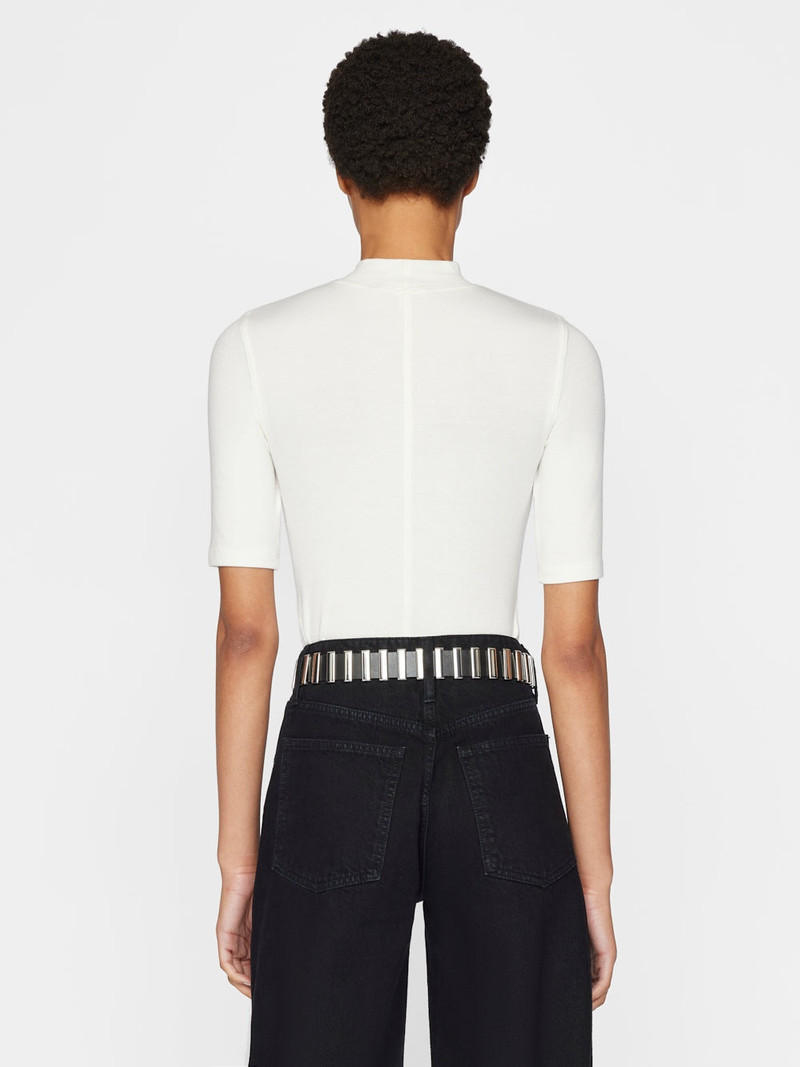 Refined Rib Mock Neck in Off White 7