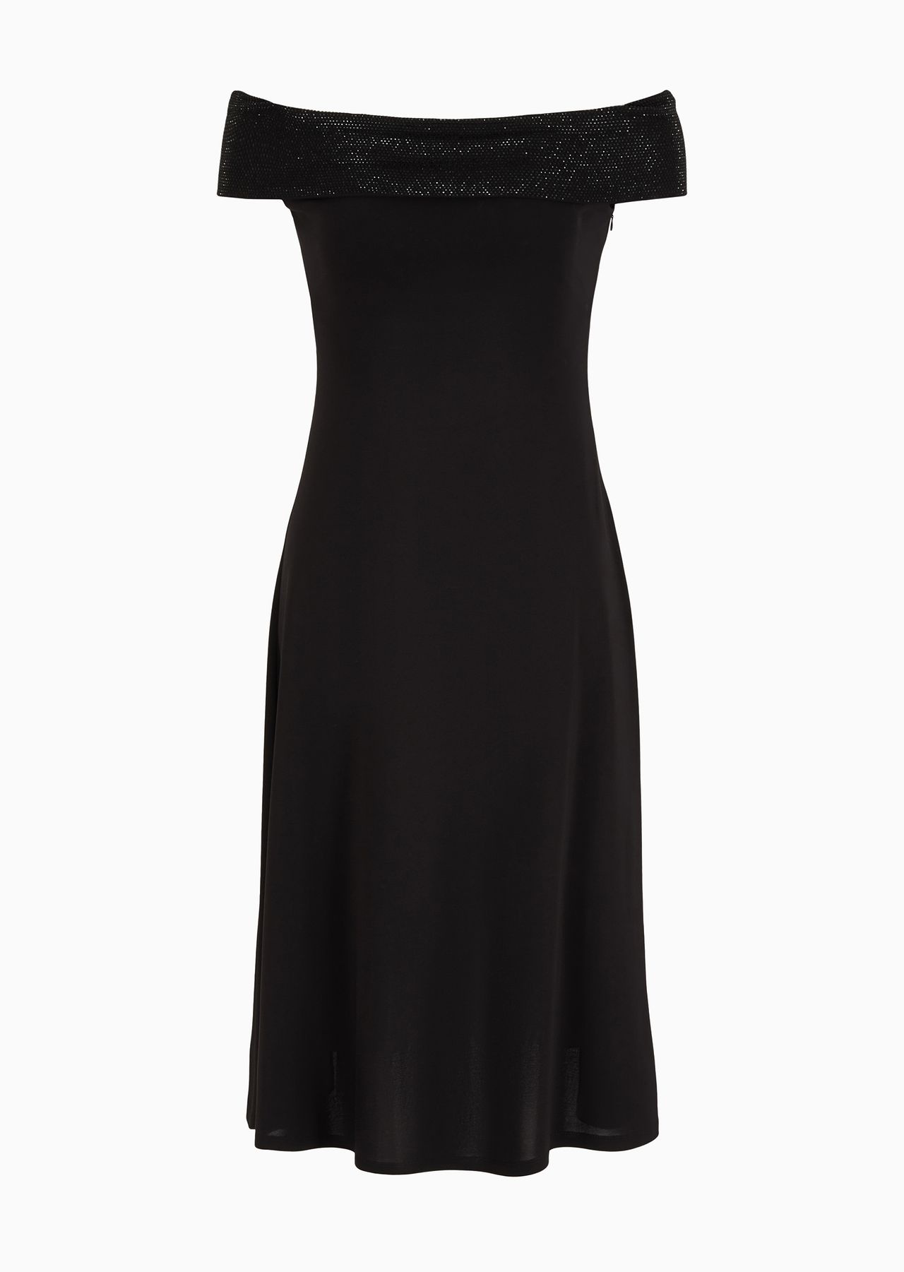 Viscose stretch jersey dress with rhinestone neckline - 1