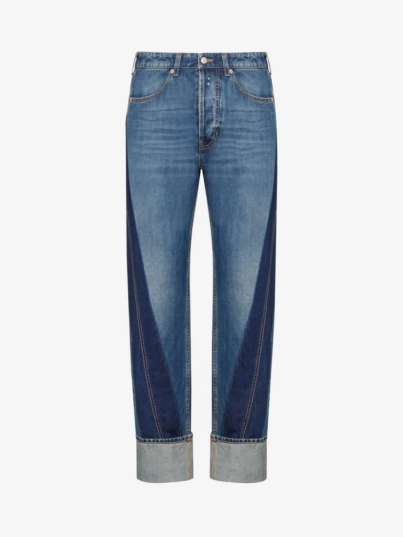 Men's Twisted Stripe Jeans in Washed Blue - 2