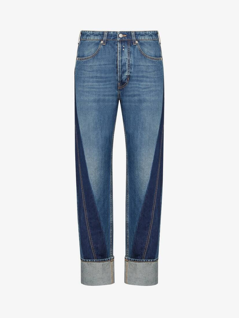 Alexander McQueen Men's Twisted Stripe Jeans in Washed Blue outlook