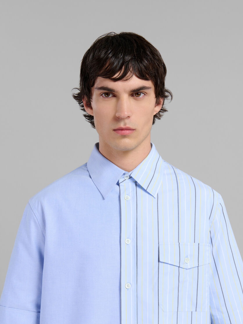 LIGHT BLUE BIO POPLIN HALF-AND-HALF SHIRT - 4