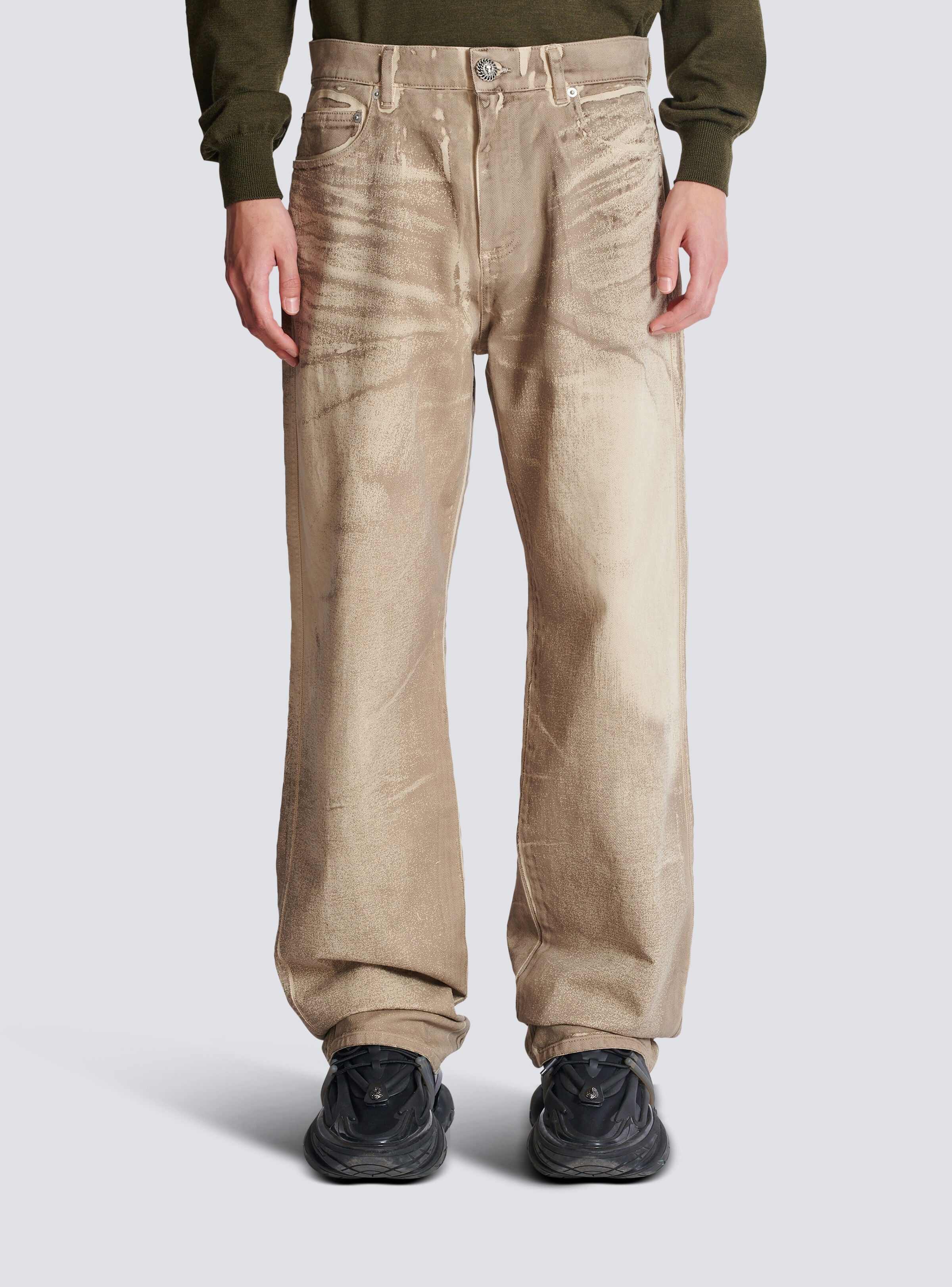 Loose-fit beige denim jeans - 5