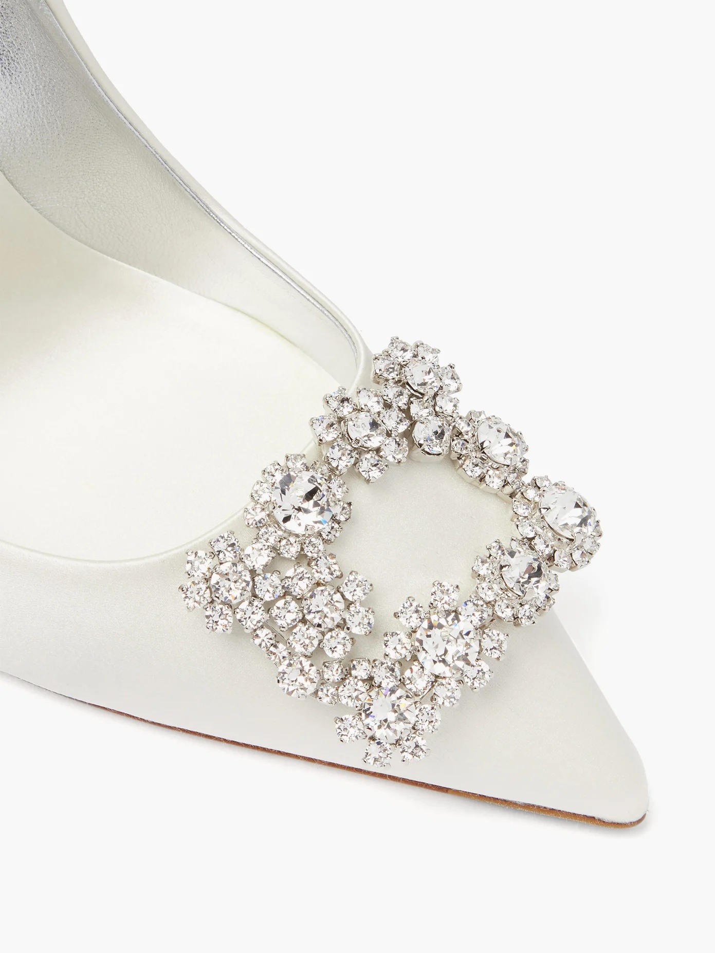 Flower crystal-embellished satin pumps - 6