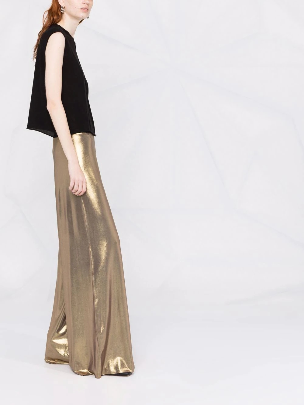 metallic wide-leg trousers - 4