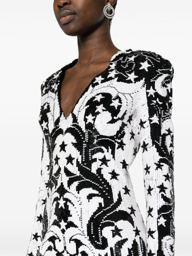 graphic-pattern sequinned mini dress 5