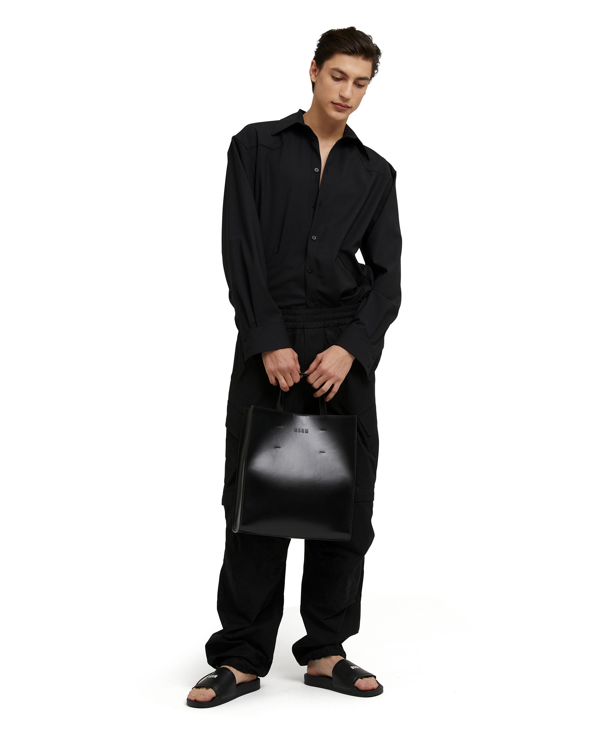 Faux leather tote bag with embossed micro logo - 6