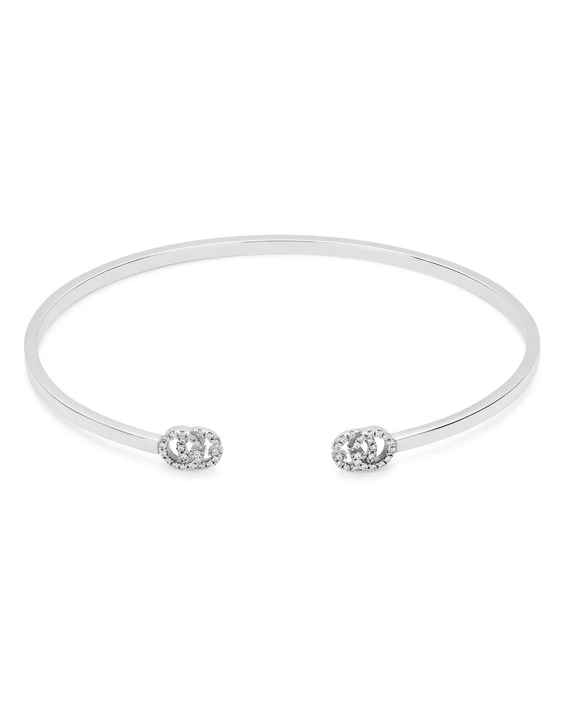 18K White Gold GG Running Diamond Cuff Bracelet - 1
