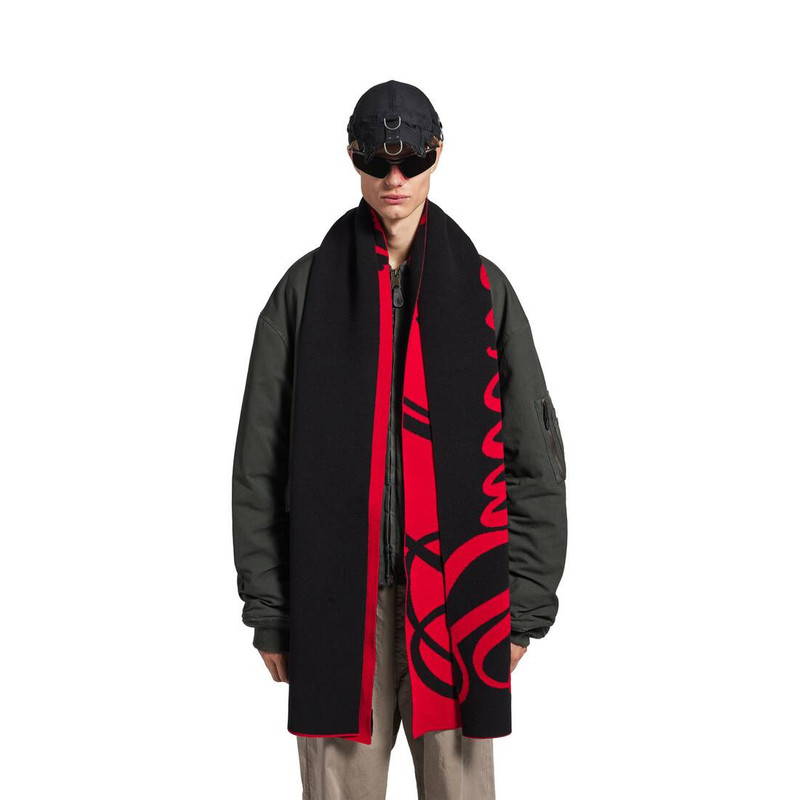 BALENCIAGA Men's Big B Scarf in Red/black outlook