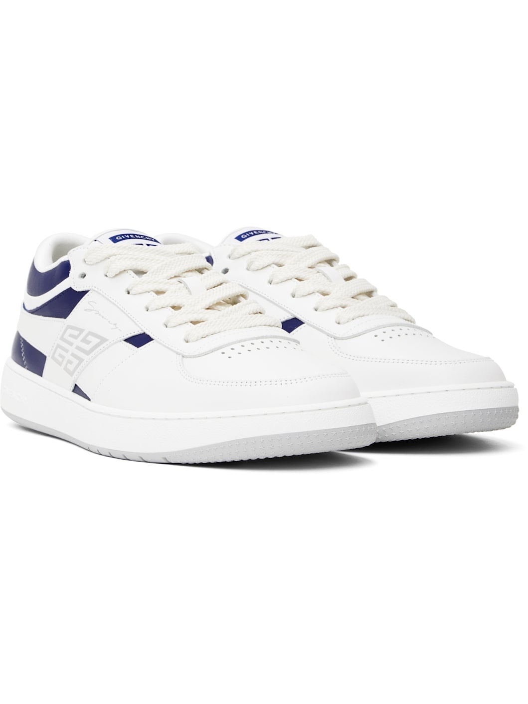 White & Navy G Move Sneakers - 4