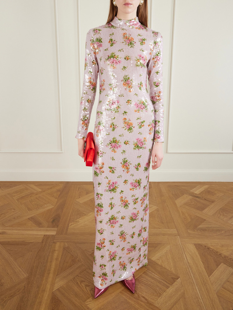 BRANDON MAXWELL Floral-print Sequined Crepe Gown outlook