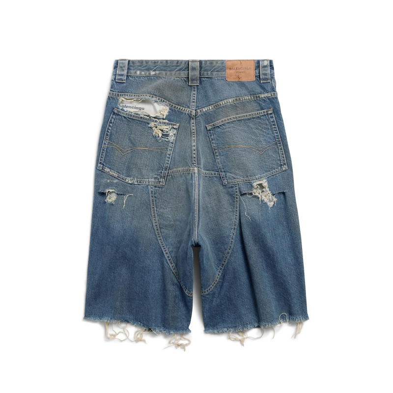 Men's Distressed Baggy Shorts in Blue 6