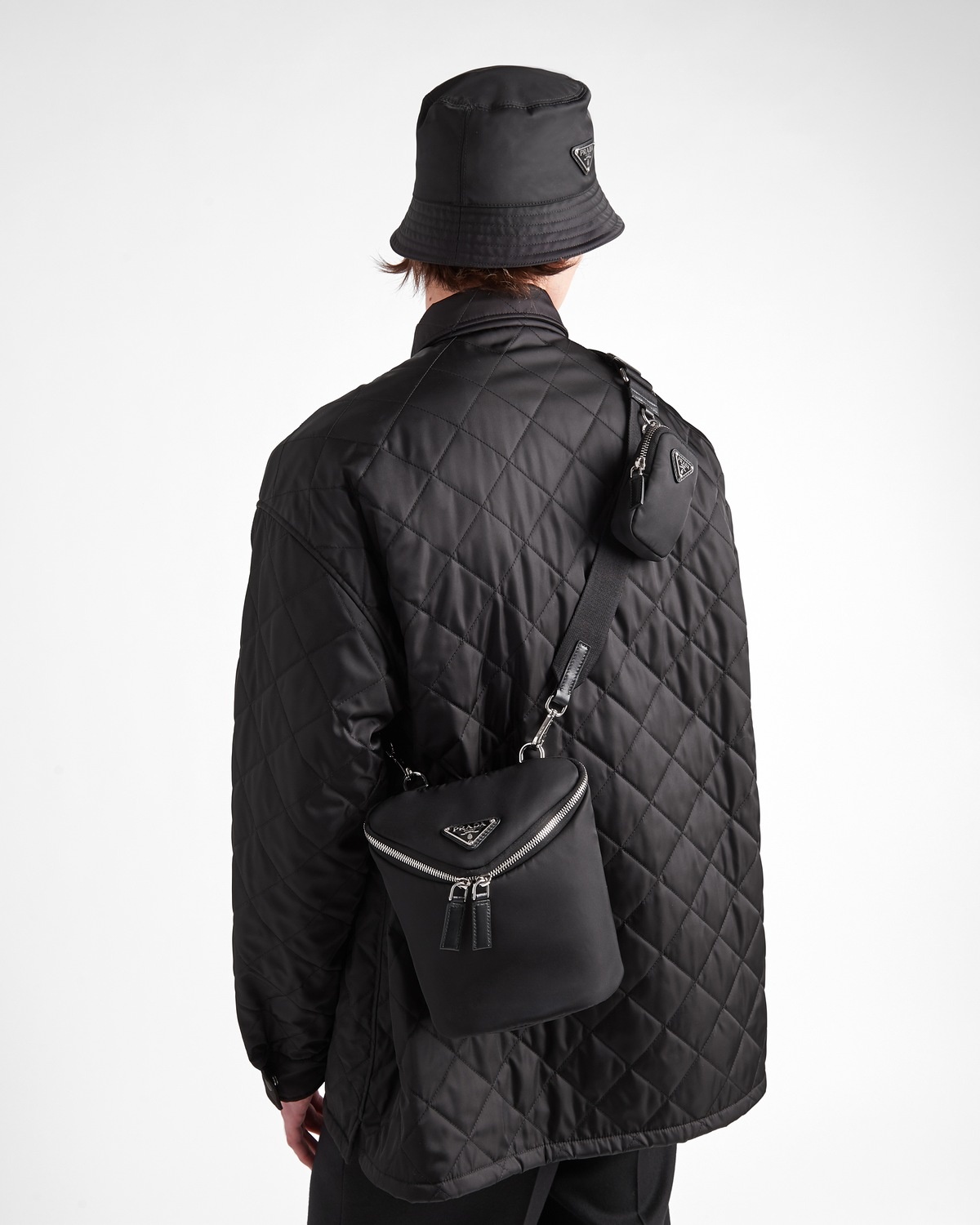 Re-Nylon and leather shoulder bag - 7