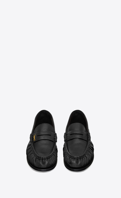 SAINT LAURENT le loafer penny slippers in shiny creased leather outlook