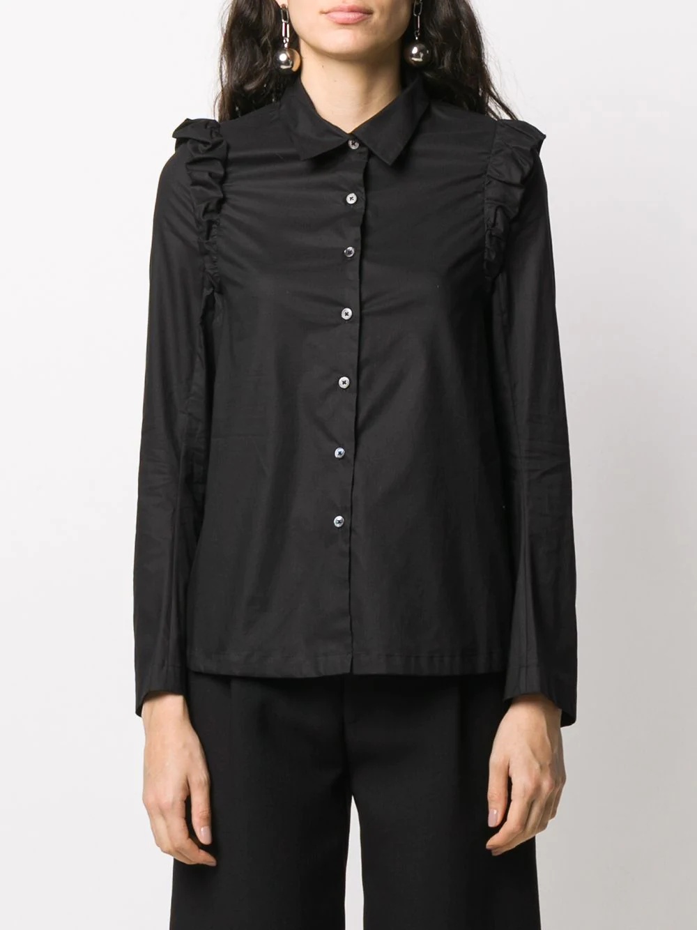 ruffled shoulder cotton shirt - 3