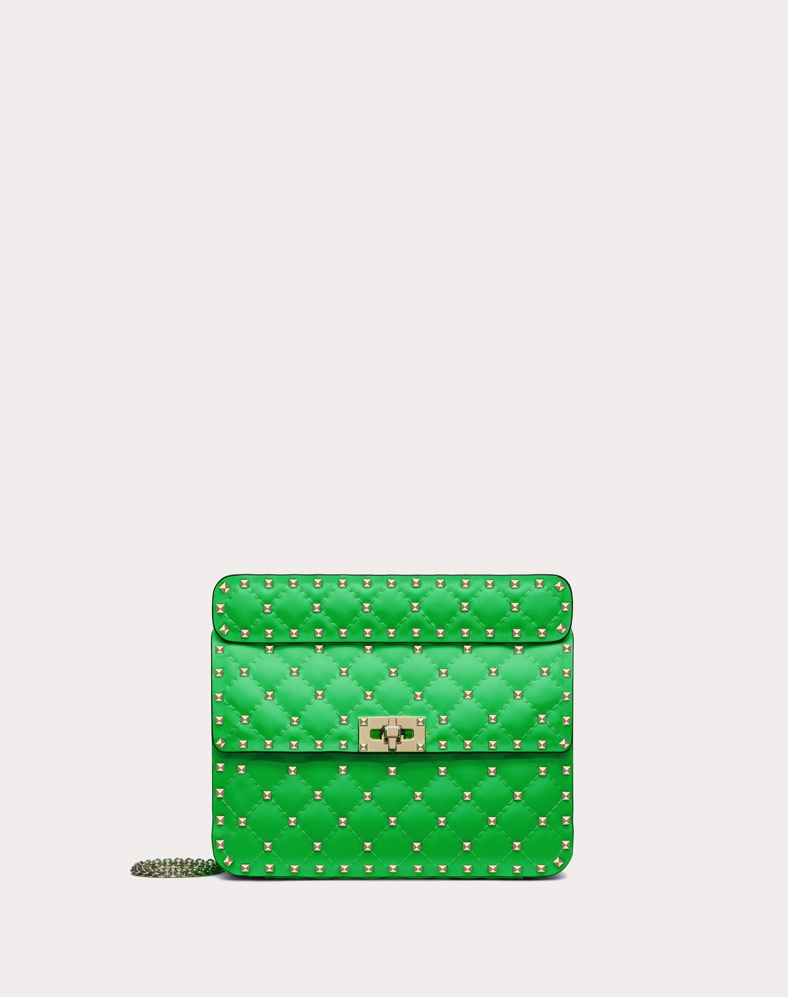 Medium Rockstud Spike fluo calfskin leather bag - 1