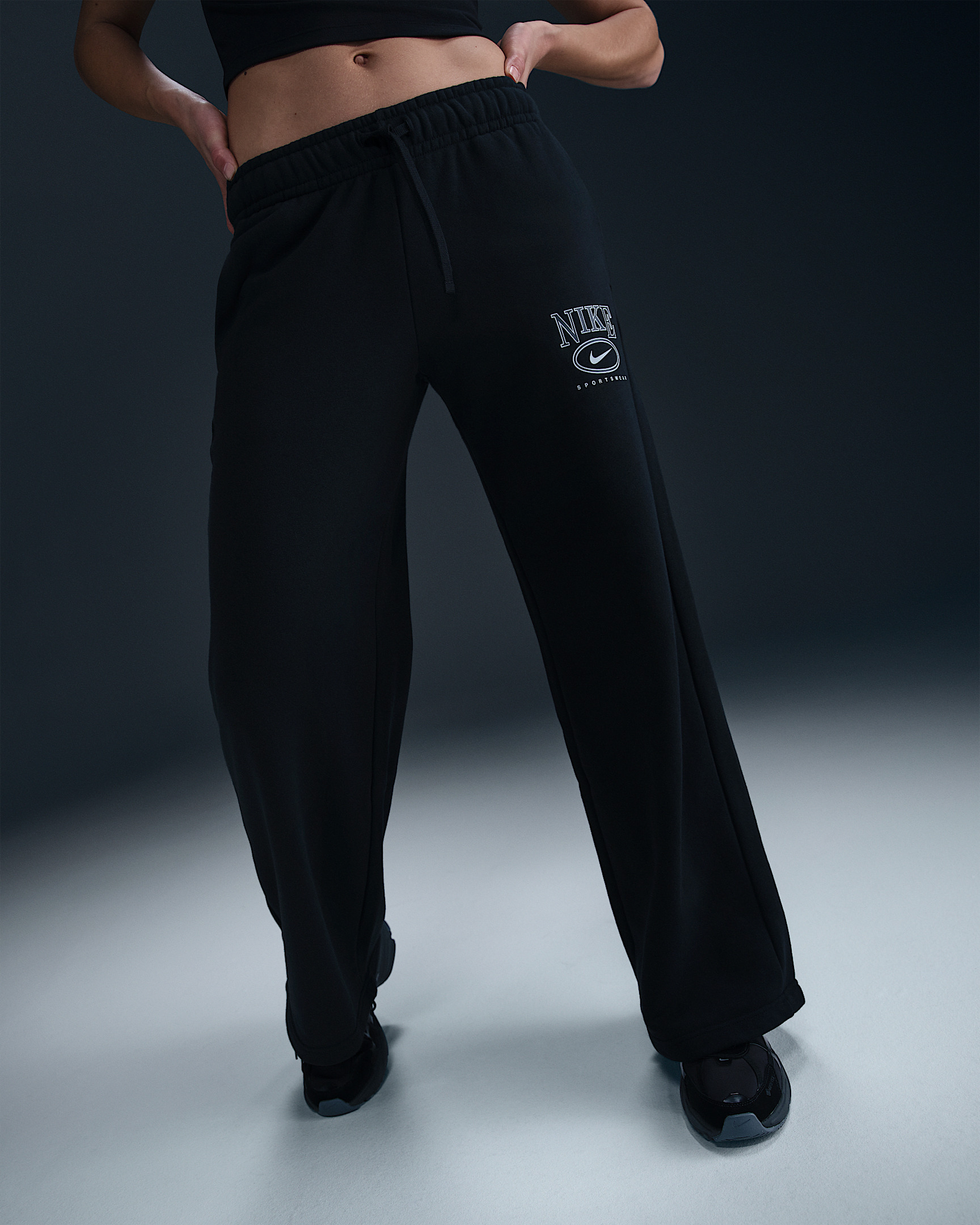 Nike Sportswear Club Fleece Women's Mid-Rise Wide-Leg Graphic Pants - 2