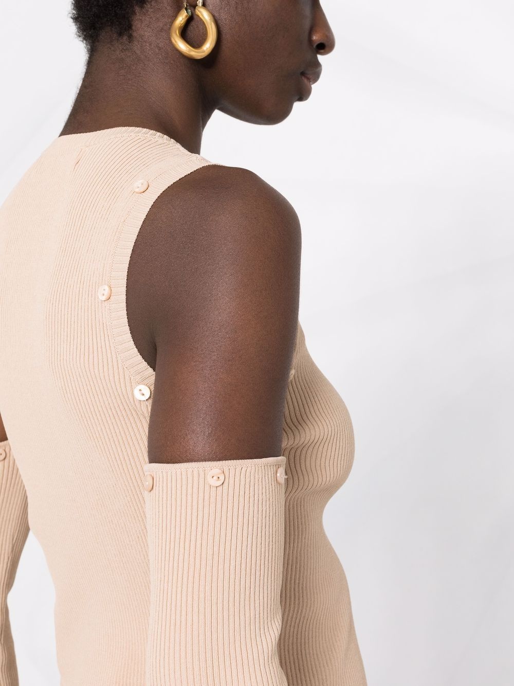 cut-out knitted cardigan - 3