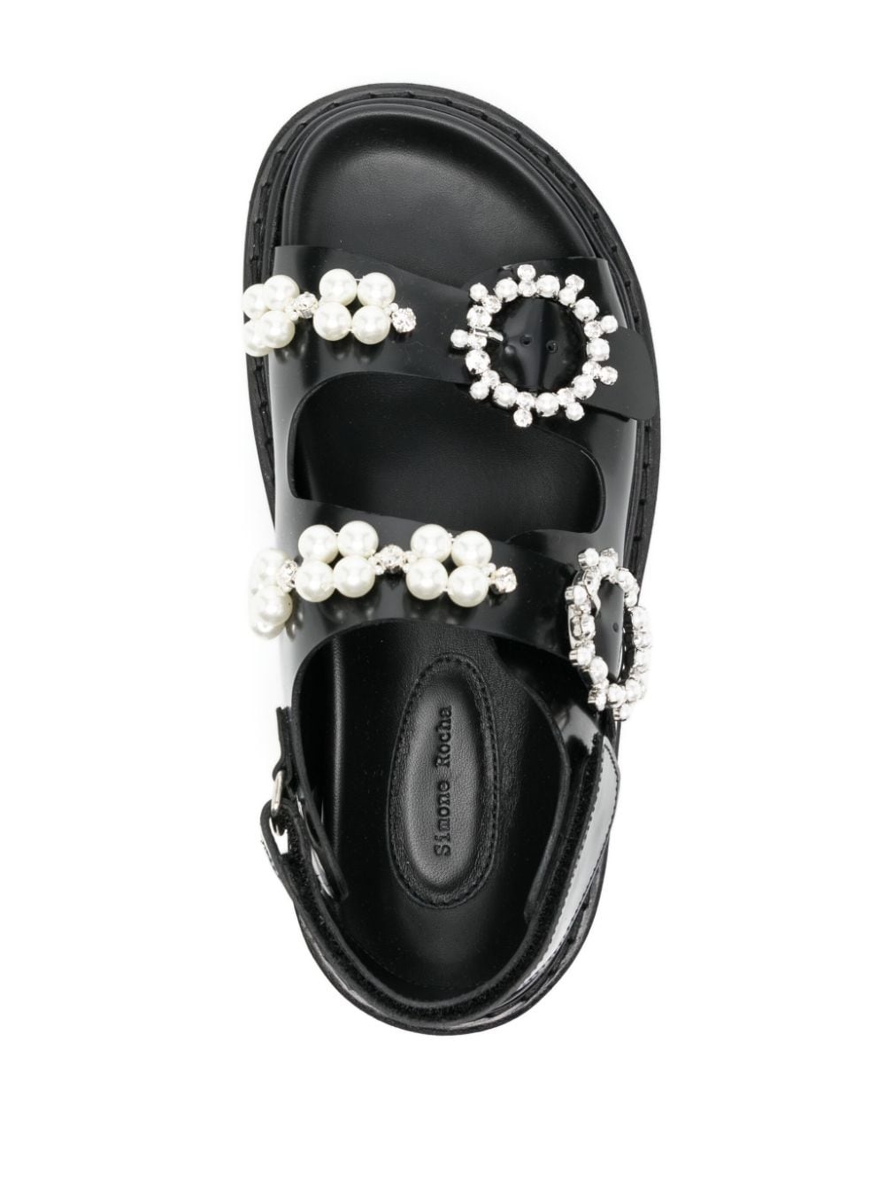 crystal-embellished leather sandals - 4