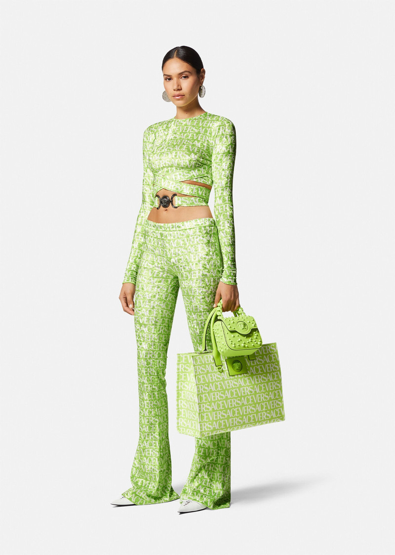 VERSACE Versace Allover Velvet Trousers outlook