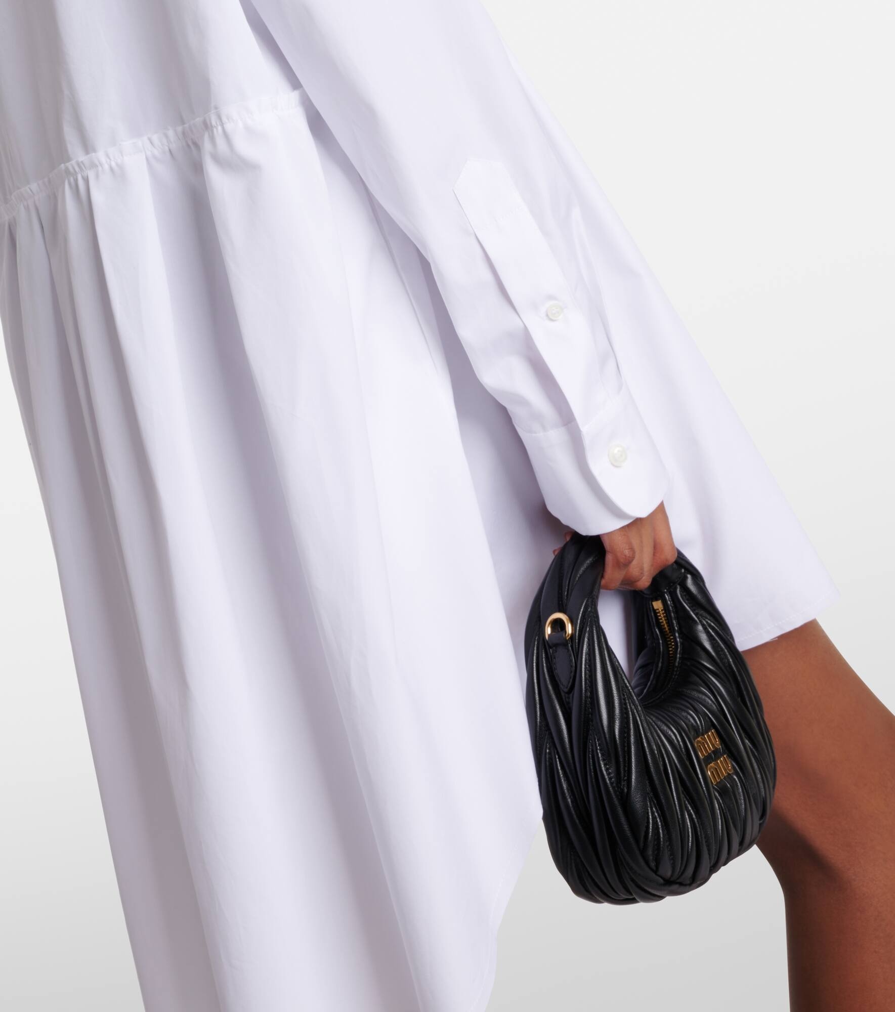Gathered cotton poplin shirt dress - 5