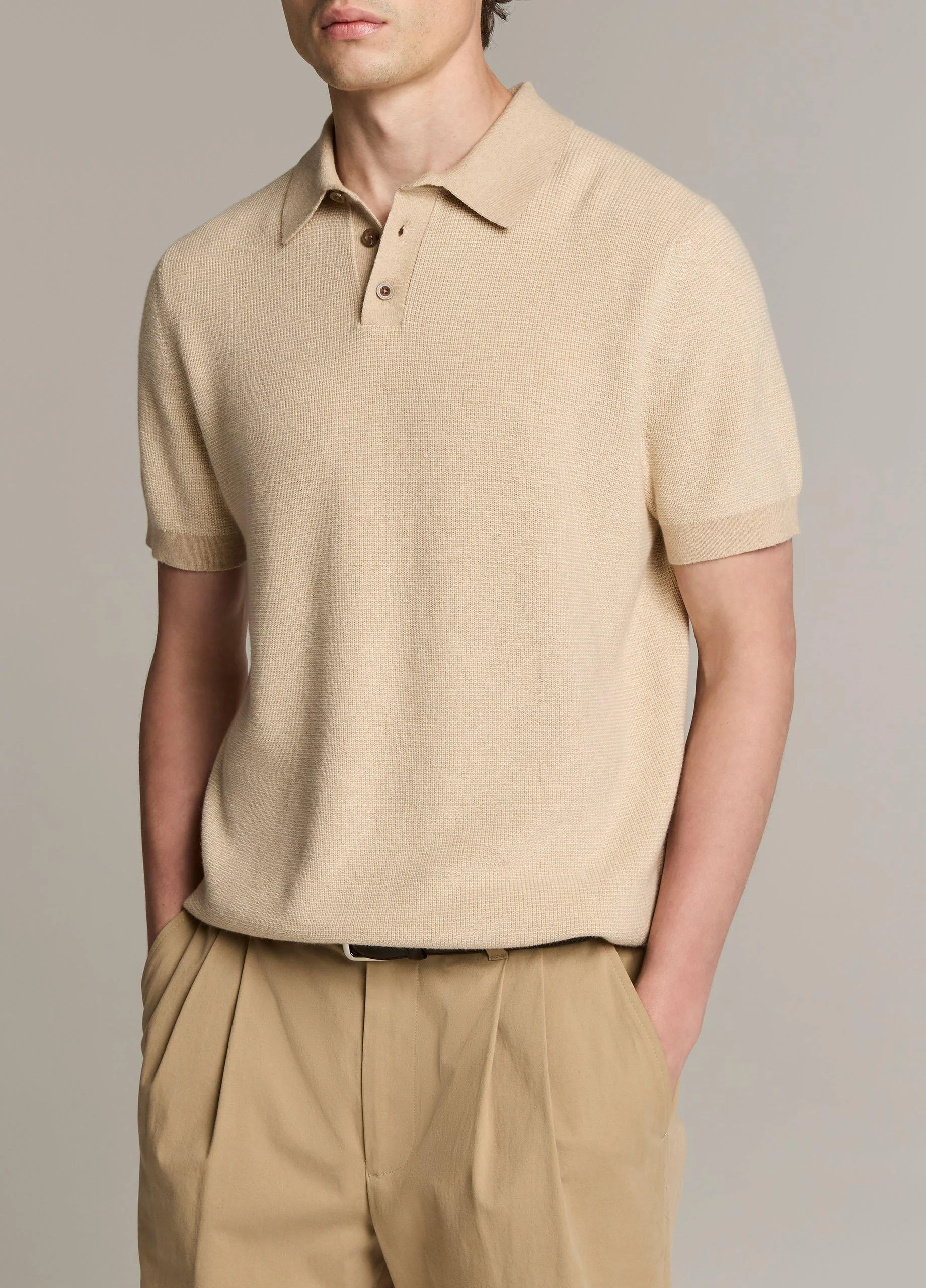 Colorblock Feed-Stripe Cotton-Cashmere Polo Sweater - 1