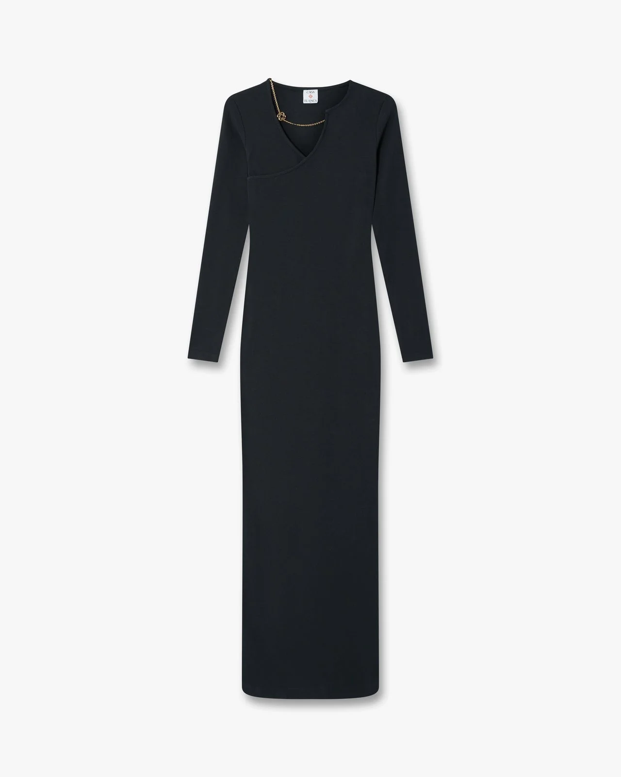 Black Ribbed Jewellery Maxi Dress - 1