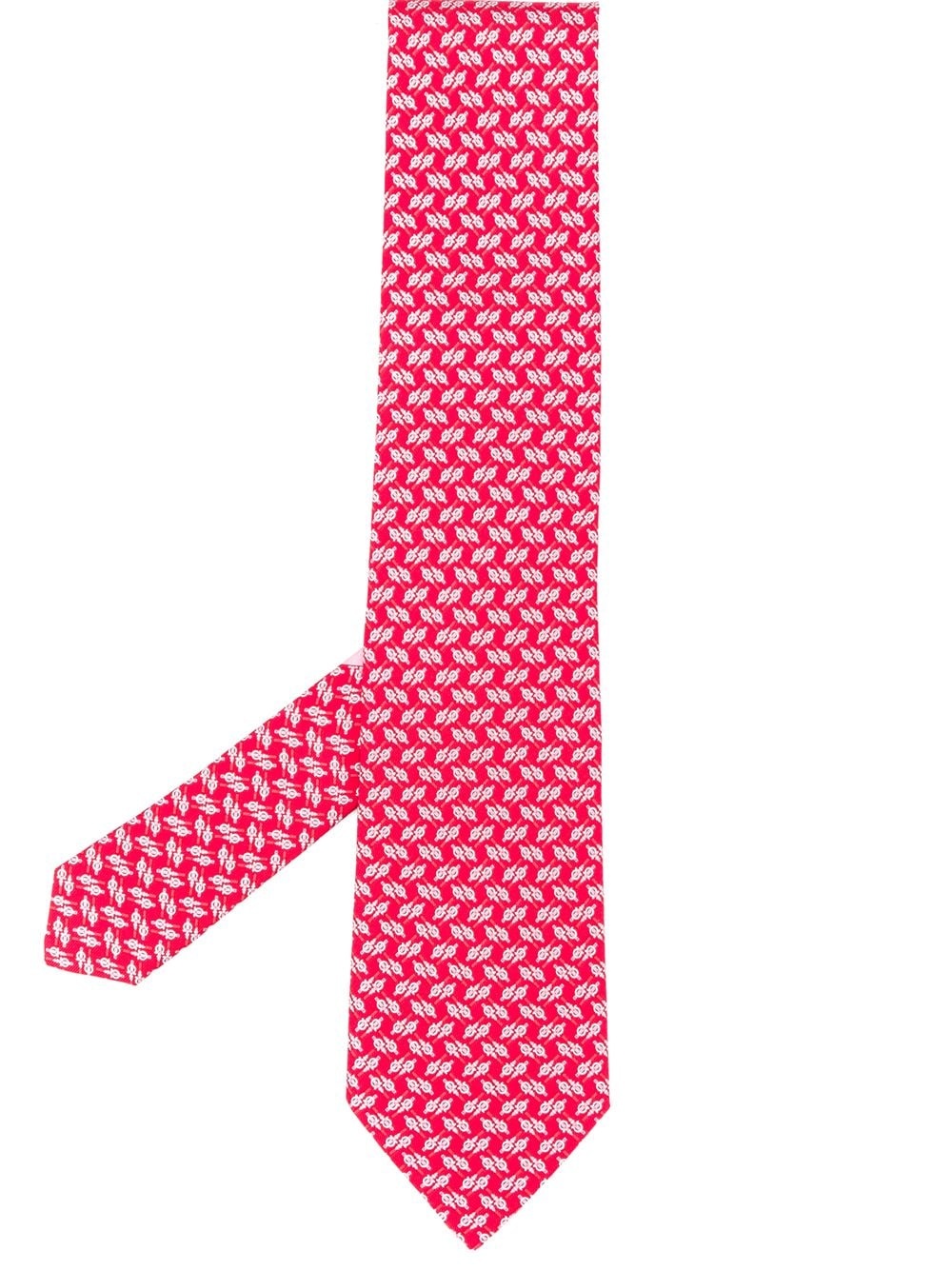 Gancini-print silk tie - 1