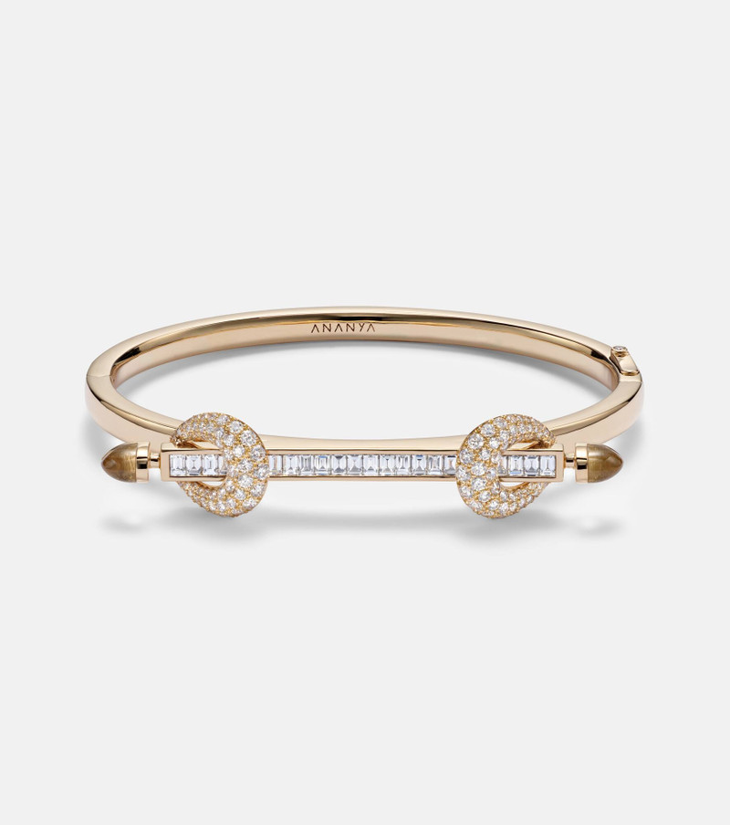 Chakra Icon 18kt gold bangle with diamonds and quartz 1