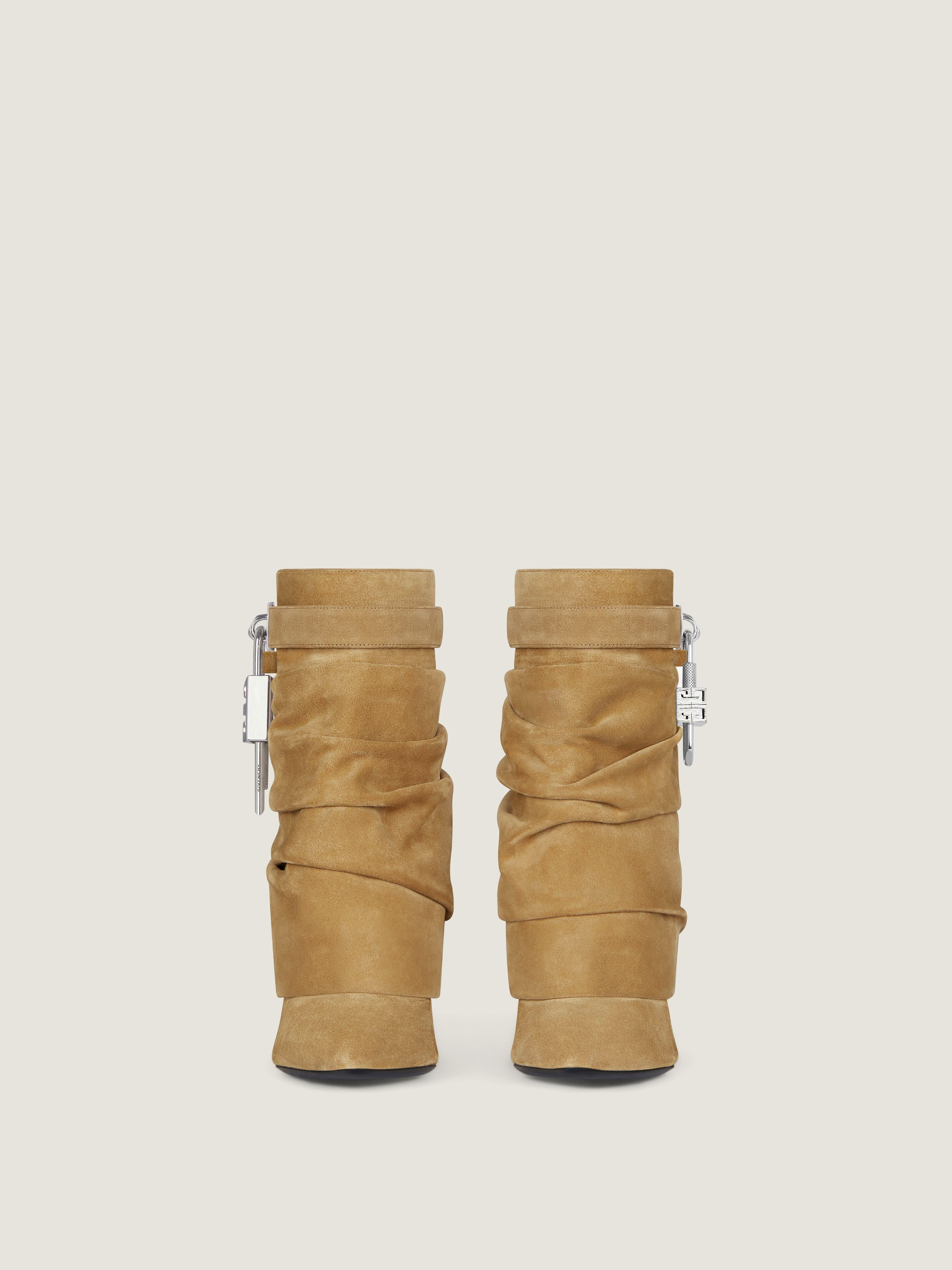 SHARK LOCK STILETTO ANKLE BOOTS IN SUEDE - 3