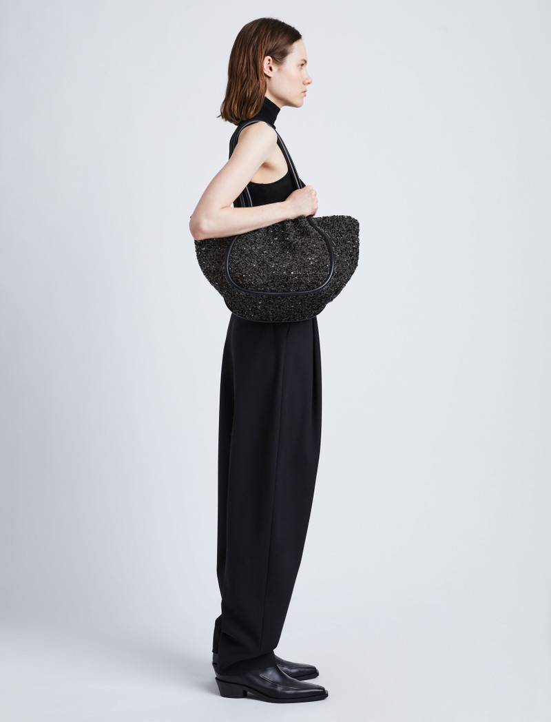 Tweed Large Ruched Tote 2