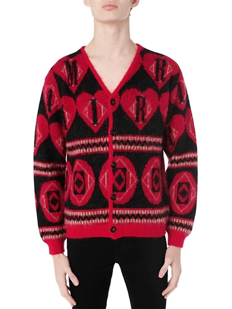 Mohair Logo Heart Cardigan Sweater 1