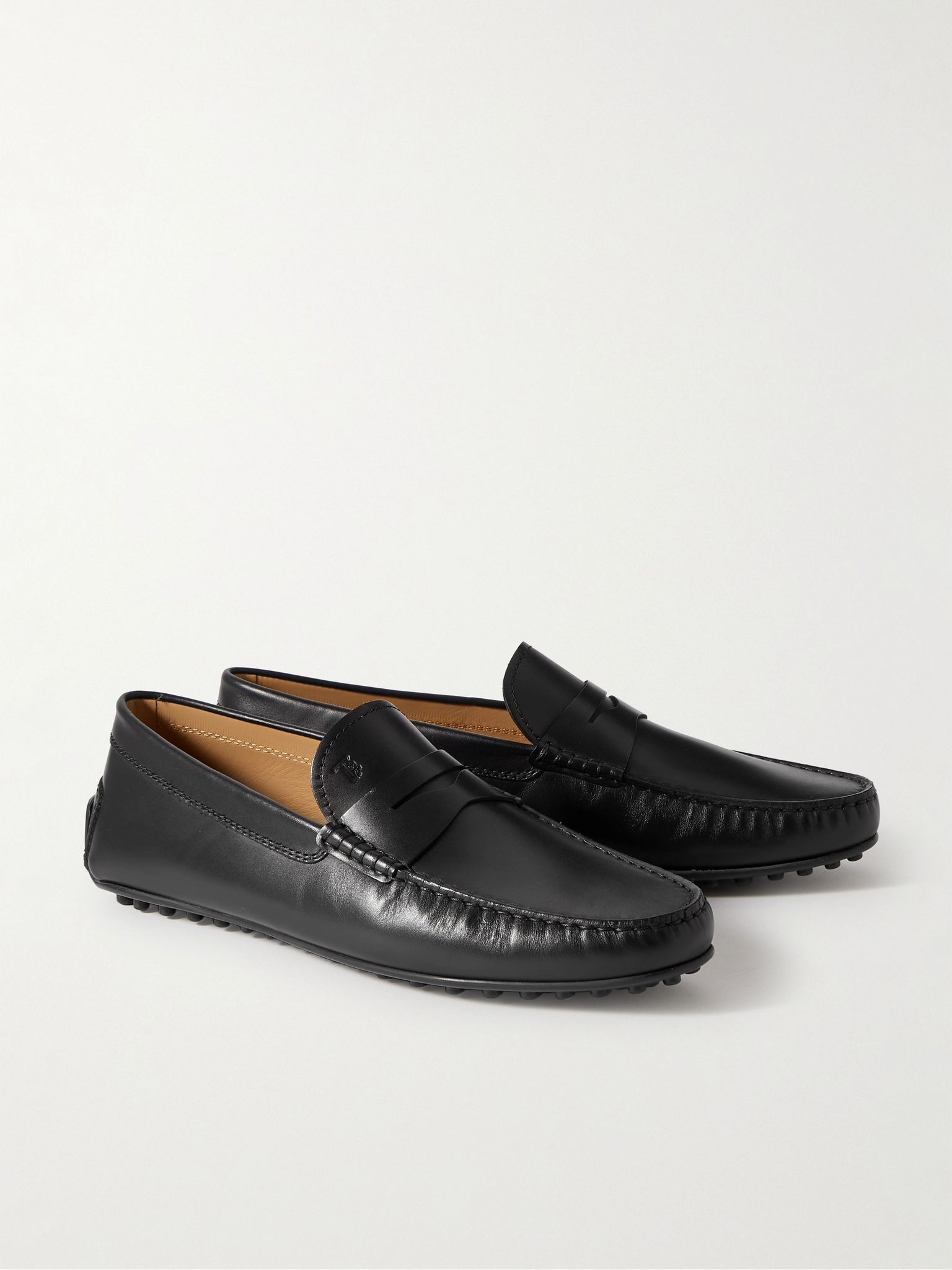 City Gommino Logo-Debossed Leather Driving Shoes Black - 3